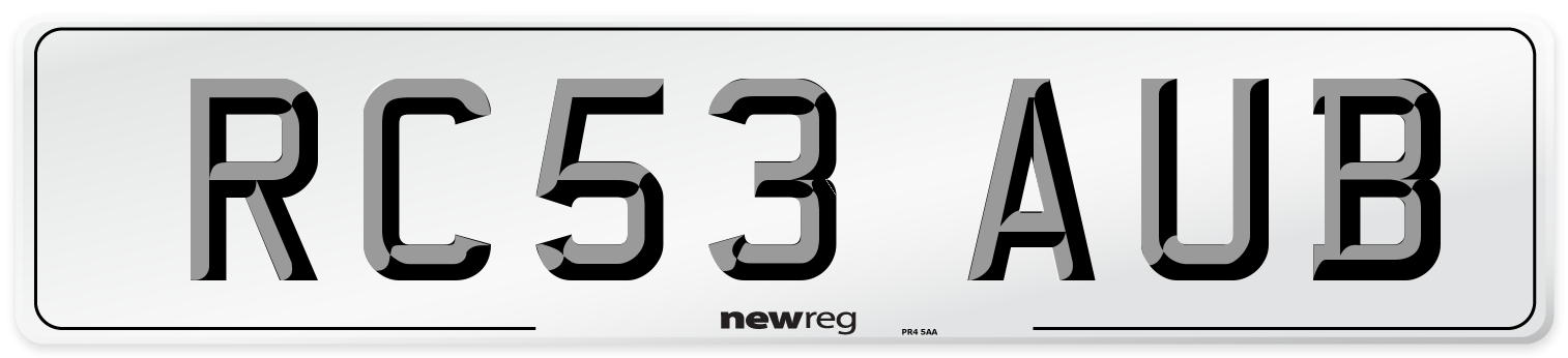 RC53 AUB Number Plate from New Reg